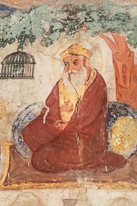 19th century mural painting from Gurdwara Baba Atal depicting Guru Nanak