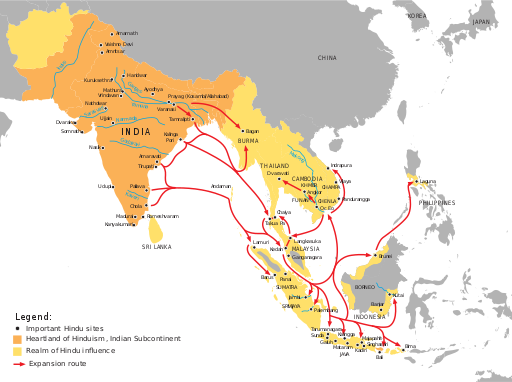 Hinduism expansion in Asia, from its heartland in Indian Subcontinent, to the rest of Asia, especially Southeast Asia, started circa 1st century marked with the establishment of early Hindu settlements and polities in Southeast Asia.