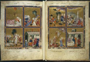 The Golden Haggadah, internal pages showing Passover story