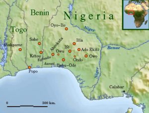 Map Medieval Yoruba cities