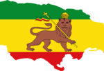 Flag map of Jamaica, using the flag of the Empire of Ethiopia, as a symbol of the Rastafarian movement.